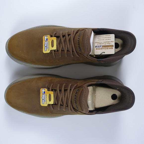Skechers Mens 13 Slip-Ins Garza Gervin Dark Brown Leather Casual Shoes NEW $95 main image 12